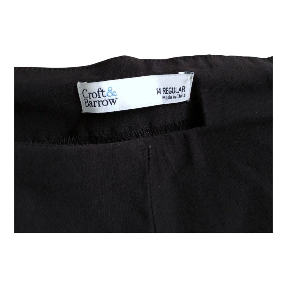 Croft & Barrow Pants Womens 14 Black Ponte Pull On Pin Tuck Straight Leg Stretch - Picture 6 of 6